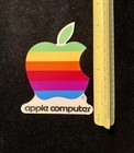  vintage 1980   s Apple Macintosh Rainbow Diecut Sticker decal 4-1 4   x3-1 4   