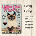 Siamese Cat Wine Sign Feline Fine Funny Kitty Metal Tin Home Bar Wall Art Decor