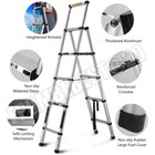 Telescopic Ladder Aluminium A-frame Portable Household Us 4 5   5 6   6 7 Steps
