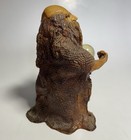 Wood Carved Wizard Sorcerer Original Figurine 6    Crystal Ball Vintage Gem Eyes