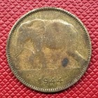 Belgian Congo 1944 Brass 1 Franc  Elephant  Wwii Era  Km  26