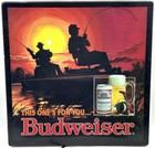 Vintage Budweiser Beer  this One   s For You    Lighted Black Box Fishing Sign