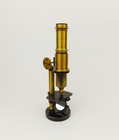 Antique 19th Century Brass Travel Microscope In A Case W Extra Optics