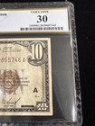 1929  10 Federal Reserve Bank Note Brown Seal Pcgs Vf 30 Boston