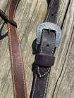 Amish Made 1 1 4  Leaf Tooled Dark Brn Western Headstall W jeremiah Watt  Buckle