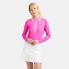 G fore Featherweight Silky Tech Zip Polo Top Xs S M Pink Womens Golf Shirt Gfore