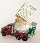 2010 Old World Christmas - Cement Truck - Blown Glass Ornament New W tag 46037