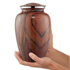 Adult Cremation Urn For Human Ashes - Cherry Wood Grain Finish With Velvet Bag