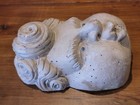 Vtg Folk Art Carved Wood North Wind Mask face glass Eyes Wall Art Cherub fat Man