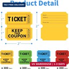 2400 Pcs 1200 Pairs Double Raffle Tickets  4 Colors  50 50 Tickets