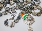 Large Irish Green Square Connemara Marble Rosary Heavy Erin Crucifix Ireland