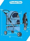 Asdfg-dog Stroller  3 Wheels Pet Cat Jogger Stroller  Folding Carrier Waterproof