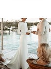 Long Sleeves Wedding Dress  Size 14  Scoop Neck Satin Formal Backless 