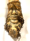 Bamboo Root Hand Carved Vtg Wood Asian Tiki Bearded Man Face Sculpture Mask  99 