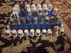 Vintage Thimbles Lot Of 51 Ceramic Metal Pewter Porcelain