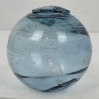 Vtg Japanese Handblown Glass Fishing Float aqua Blue air Bubbles Swirls 3 25 