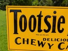New Old Stock Nos Embossed Tootsie Rolls Chewy Candy Metal Tin Sign 20x9 Inches