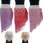 1920s Party Shawl Wrap Sparkly Sequin Evening Wraps Belly Dance Mesh Hip Scarf 