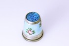 Antique 925 Sterling Silver Jewel Top Enamel German Thimble 6 1g  ant3473 