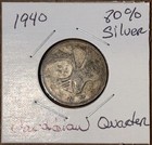 Lot 7 80  Silver Coins 5 1940-1959 Canadian Quarters 25 Cent 2 1939   1940 Dimes