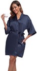 Women s Short Satin Kimono Robes Solid Color Silky Bathrobe - Bridesmaid