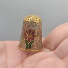 Vintage Plique A Jour Thimble Floral Gold Tone Cloisonn   Look