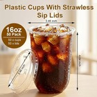 50pack 16oz Clear Disposable Plastic Cups With Sip Lids For Iced Coffee Smoothie