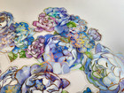 Blue Pink Floral Stickers Gold Foil Clear Acetate Scrapbook Junk Journal 16pc
