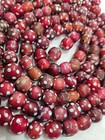 Antique Venetian Red White Heart   Skunk Glass Beads 51  Strand 130pc 16mm