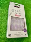 Kiss Gel Fantasy Glitter Purple Silver 3d Medium Almond Press-on Nails