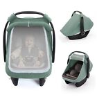 Blissful Diary Baby Car Seat Cover  Extra Large Mesh Window  Breathable Muslin C