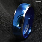 8mm Men s Tungsten Ring Blue Domed With Beveled Silver Edges Band Atop Jewelry