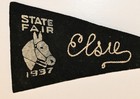 Vintage 1937 State Fair Personalized Felt Pennant 8  Horse Graphic Elsie Name