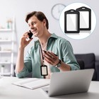 Leather Id Badge Holder Vertical Clear Double-sided 2 Pack Black