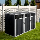 Garbage Bin Shed Stores 3 Trash Cans Metal Outdoor Bin Shed Lockable For Garden