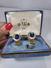 Vintage Gold Tone Cuff Links 3 Piece Set Original Box Ag Ltd