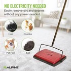 Alpine Industries 11 In  Wide Manual Triple Brush Carpet And Floor Sweeper  Red