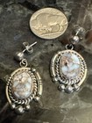 Vntg Wild Horse Turquoise Purlple Native Navajo Sterling Silver Dangle Earrings