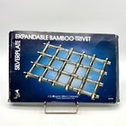 Vintage Silver Plate Trivet Expandable Bamboo Design Asian Insp Silver Mcm Read