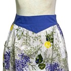 Vintage Cotton Lilac And Yellow Rose Print Kitchen Hostess Apron With Pocket 