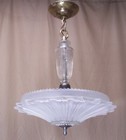 Antique Art Deco Chandelier Sunflower Glass Shade Vtg Light Wired Usa  a46