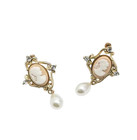 Elegant Pearl Lady Cameo Vintage Style Pink Gold-plated Dangle Earring Er1487