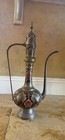 Aged Brass Coffee Tea Water Pot Middle Eastern Arabic Islamic Colorfully Etched