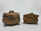 2 Jennings Brothers Art Nouveau Deco Antique Metal Jewelry Casket Trinket Boxes