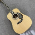 41 Inch Solid Spruce Acoustic Guitar Ebony Fingerboard Abalone Flower Inlays Ros