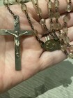Vintage Silver Rosary     Faceted Glass Beads     Silver Crucifix Italy