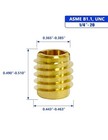 E-z Lok 1 4 -20 Threaded Insert For Hard-wood  Brass Knife Thrd Inserts 25pk j13