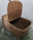 Antique Gathering Basket With Wooden Double Hinge Lid And Carry Handle 18 