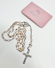 Vintage Lot 8 Rosaries Rosary Catholic Religious Beaded Faux Pearl Hearts W Bags