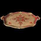 Vintage Florentine Gold   Red Wood Tray Large Italian Hand Painted Ornate 20   